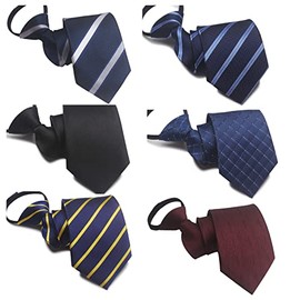 MEIANJU Mens Ties, Mens Zipper Ties Neckties for Men, Silky Zip Up Ties, Men's Pretied Ties Set (Mixed color 6pcs)