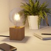 ledscom.de Hito Table Lamp, Switch, USB, Real Wood (Rubber Tree),