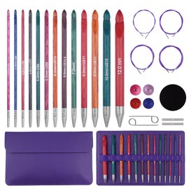 BsHooker Tunisian Crochet Hooks Set with Cable, Interchangeable Wooden Knitting Needles with Case，13 Hooks 3.5mm-12mm Ergonomic Crochet Hooks 27PCS