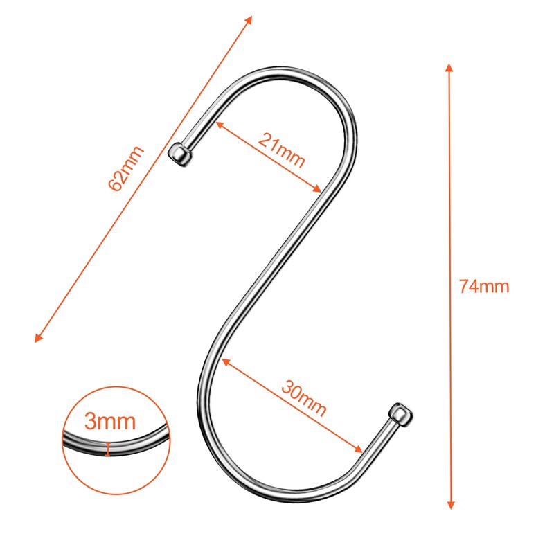 Firschoie Pack of 18 S Hooks, Stainless Steel S Hooks,