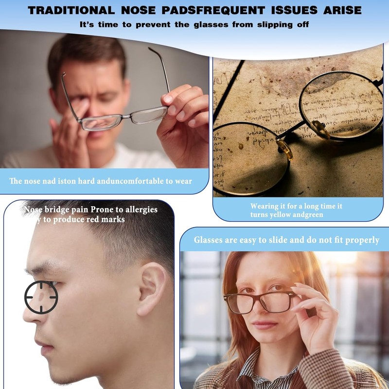 25 Pairs Silicone Eyeglass Nose Pads Kit – Anti-Slip Hypoallergenic