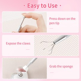 BQAN Nail Sponges for Ombre, Small Nail Art Tools with Gripper Pen for Aura Blending Art, Home Salon Tech and Beginner Design Tools 100pcs (Silver)