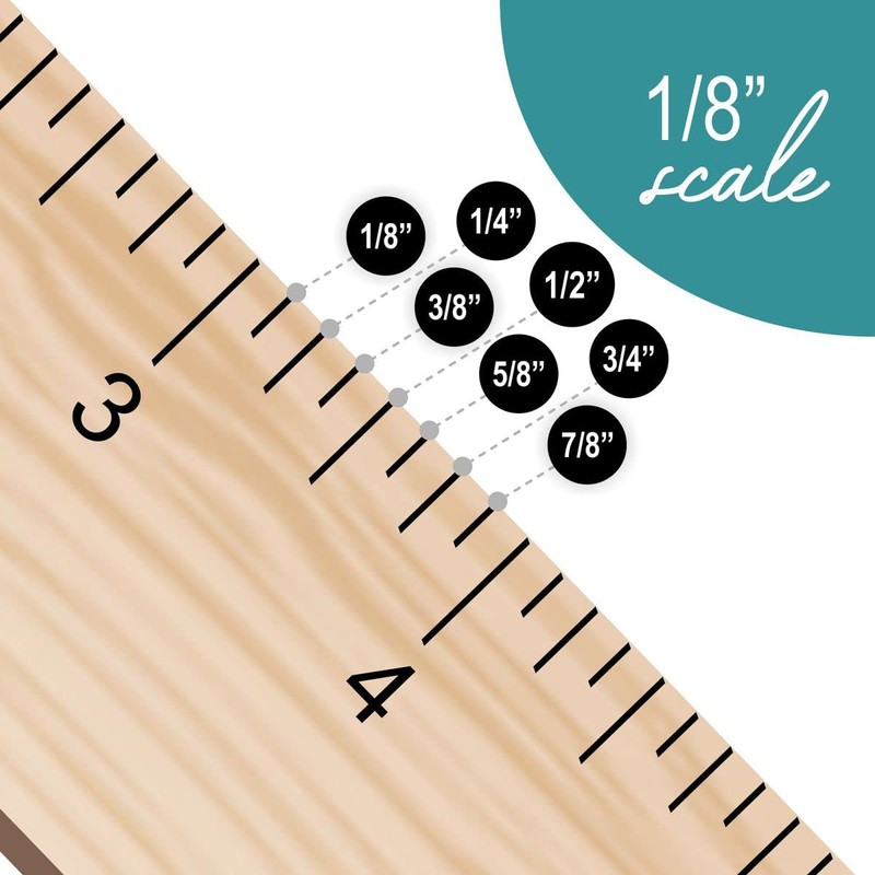 Ruler 12 Inch, Architectural Scale Ruler, 1/8 Inch Scale Rulers,
