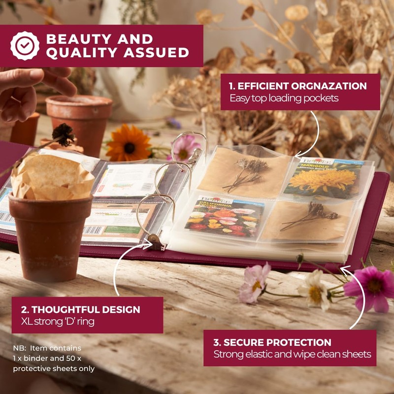 WILDGOOSE Seed Storage Organizer Binder - Seed Packet Organizer with