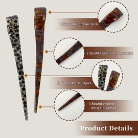 FRDTLUTHW 2PCS 6.9Inch Acetate Hair Sticks for Women,Tortoise Shell Hairpin Japanese Hair Chopsticks for Long Thick Hair,Chinese Twist Leopard Print Hair Pins for Bun Chignon,Vintage Hair Accessories
