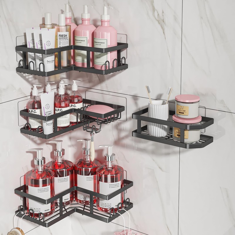 Youvip Adhesive Corner Shower Caddy with Soap Holder - Rustproof,