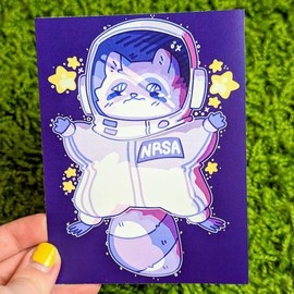 Space Raccoon Mini Prints - Which Raccoon?: Purple