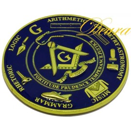 Freemason Masonic Love For Arts Car Emblem Heavy Zinc Alloy GOLD // BLUE Finish