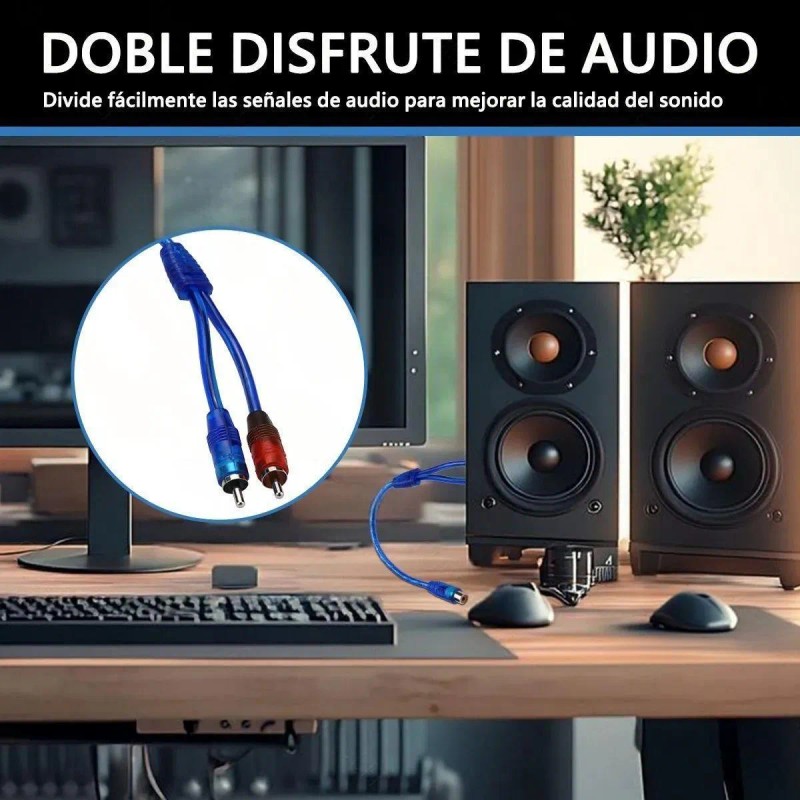 2pzs Cable Y Rca 2 Machos A 1 Hembra Profesional
