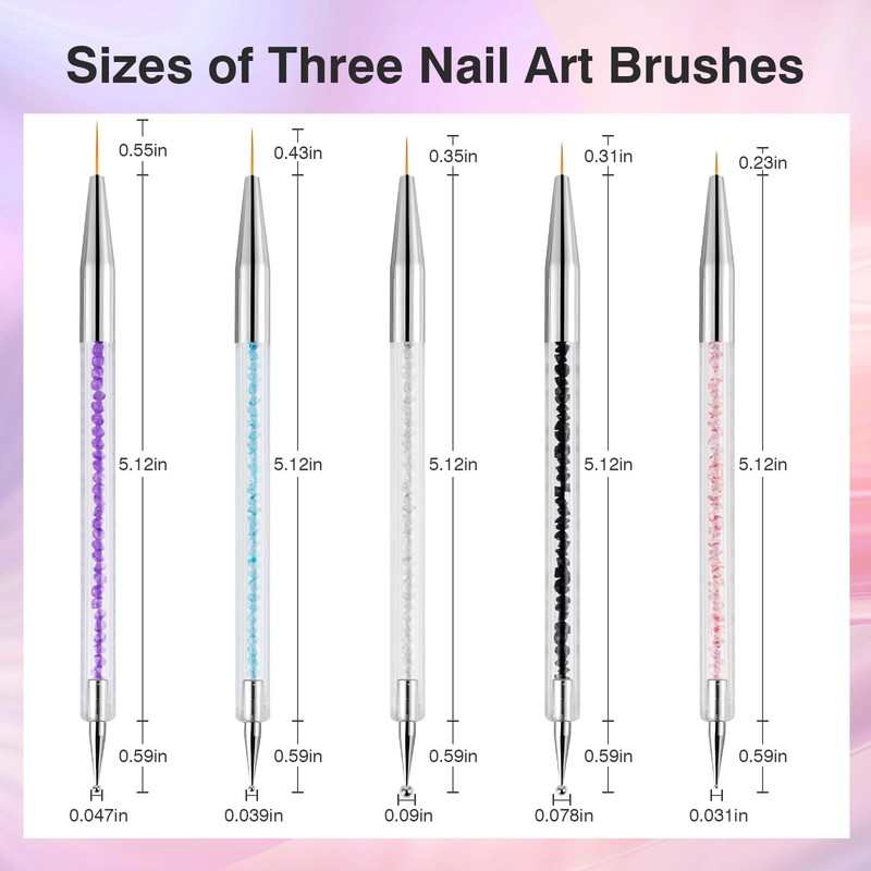 Nail Art Brushes 5PCS Nail Brush Set with Liner Brush