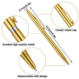 Molain Metal Ballpoint Pens, 3 Pack Slim Stainless Steel Metallic Retractable Pens Black Ink Gold Pen Nice Gift for Business Office Students Teachers Wedding Christmas (Gold) (545867-SALZZ-C)