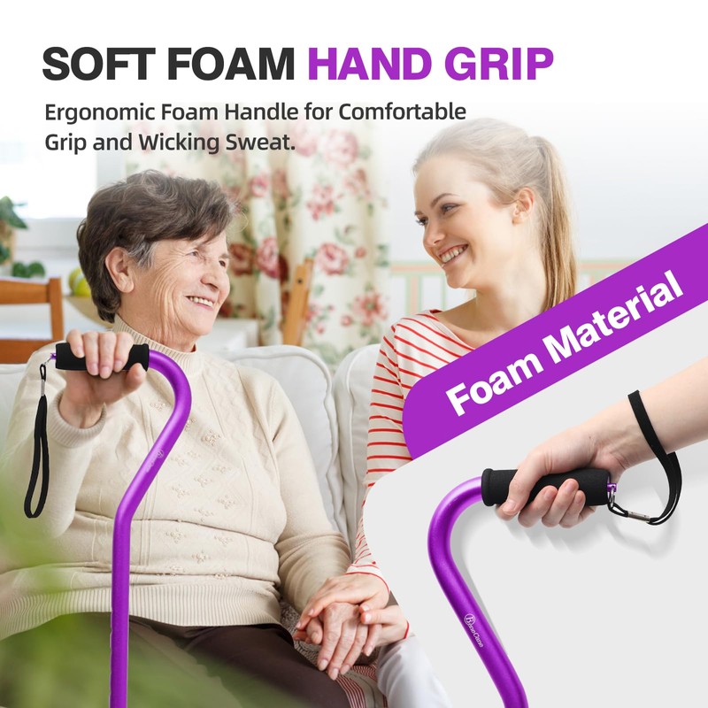 BeneCane Quad Cane Adjustable Walking Cane with Offset Soft Cushioned