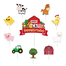 36 Pieces Of Animal Cards, 1 Piece Of Farm Birthday Cards, Cupcake Decorations, Farm Animal Cards, Farm Themed Decoration Cards, Children'S Party Cards