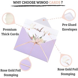 Heavy Duty Thank You Cards with Envelopes - 36 PK - Gold Thank You Notes 4x6 Inches Baby Shower Thank You Cards Wedding Thank You Cards Small Business Graduation Funeral Bridal Shower (Violet)