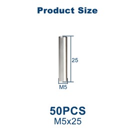 Juvielich 50Pcs M5 x 25mm Dowel Pin 304 Stainless Steel Cylindrical Dowel Pins Shelves Dowel Pin Bookshelf Support Pegs for Metal Devices Cabinet Furniture Fixing Component Position Wood Bunk Bed
