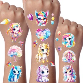 Unicorn Glitter Tattoo Set Children, 12 Sheets Unicorn Temporary Glitter Tattoo Children, Unicorn Tattoos Girls Glitter, Unicorn Gifts for Girls, Unicorn Tattoos Decoration Children's Birthday Party