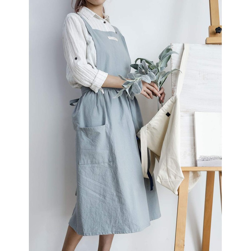 Spdycess soft cotton kitchen cooking apron with cross back: for