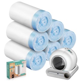 80 Count Waste Bags for Self-Cleaning Cat Litter Box, Replacement Extra Large Cat Litter Box Liners, 4 Rolls Drawstring Trash Bags for Robot, 20 x 18 Inches（4 Packs/80 Counts）