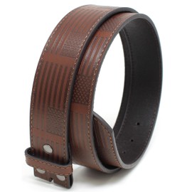 BC Belts Leather Belt Strap with American Flag Embossed Pattern 1.5" Wide with Snaps (Brown-S)