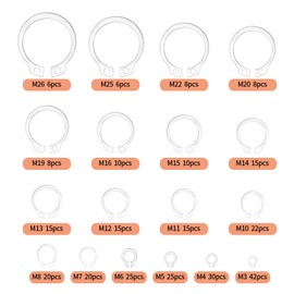 300 Pcs External Retaining Rings, Circlips C-Clips Snap Rings, E-Clips Circlips Assortment Kit, 18 Sizes Stainless Steel Internal Retaining Rings for Grooved Shafts Studs Other Moving Parts