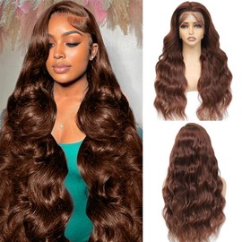 Chocolate Brown HD Lace Front Wig Human Hair 13x4 Body Wave Lace Front Wigs Human Hair Pre Plucked 4# Colored Brown Wig Human Hair 200 Density Chocolate Brown Human Hair Wig 32 Inch