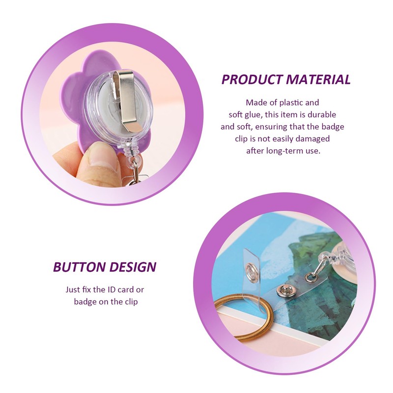 5-Piece Badge Clip, Retractable Badge Holder, Creative Cute Badge Clip,
