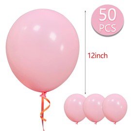 Pink Balloons 12 Inch 50 Pack Pastel Pink Latex balloons Round Party Balloons for Birthday Wedding Anniversary Baby Shower Decorations (Pastel Pink Balloons, 50 PCS 12 inch)
