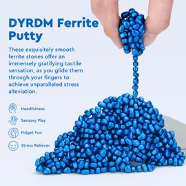 DYRDM 500+ Original Ferrite Putty Blue, Fidget Toy Ferrite Stones for Stress Relief, Sensory Toy for Adults & Teens 14+, Holiday Stocking Stuffer, Ferrite Rocks Fidget Present for Office