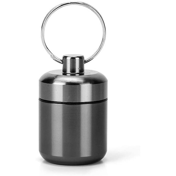 CHIVENIDO Pill Keychain Holder- Small Pill Box Waterproof Pill Fob Organizer Portable Pill Holder Keychain (Gray)