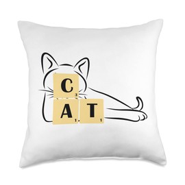 Fun Cat Board Game Word Game Funny Cat Cube Riddle Letter Game Word Finder Throw Pillow, 18x18, Multicolor