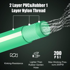 SANFU Upgraded Hybrid Lead-In Garden Hose 5/8-Inch X 10 FT, Burst 800PSI, Water Hose Flexible With 360° Swivel Grip Handle, 3/4" GHT Solid Brass Fittings, Green + White
