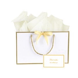 JMANNI Gift Bags, 1PCS Gift Bags Large with Ribbon and 1 Greeting Cards 2 Tissue Paper, Portable Paper Gift Bag with Handles, Birthday Gift Bags,Present Bags for Wedding Party Mothers Day