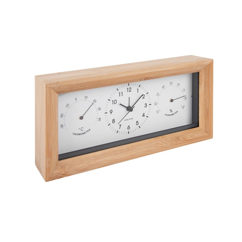 Karlsson [DL] Alarm Clock Neat Bamboo Rectangle White