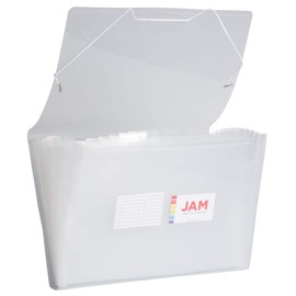 JAM PAPER Accordion Folders - 13 Pocket Plastic Expanding File - Legal Size - 10 x 15 - Clear - Sold Individually