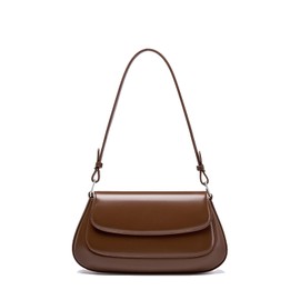 ACOLLIE Women's Shoulder Bag, Cowhide Leather, Red, Brown, Smaller, 2-Way Crossbody Bag, High Quality Genuine Leather, Adult Mini Bag, Solid, Simple, 2 Straps Included, Horizontal Leather, Cross-body