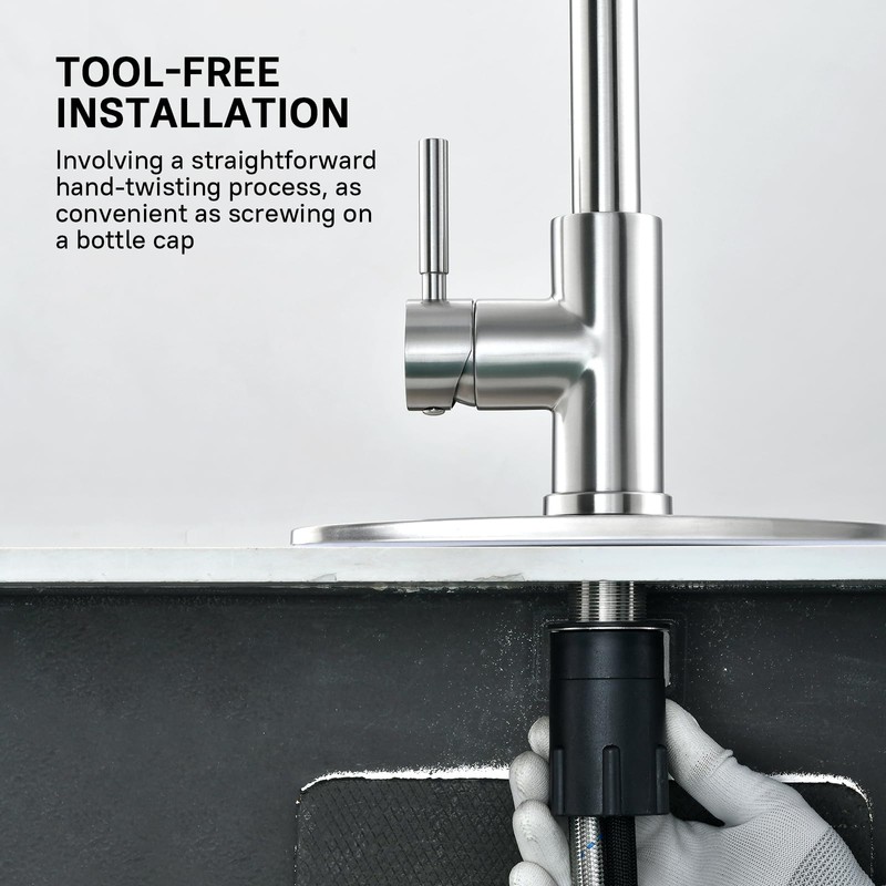 WEWE Kitchen Faucet with Pull Down Sprayer, Brushed Nickel Kitchen