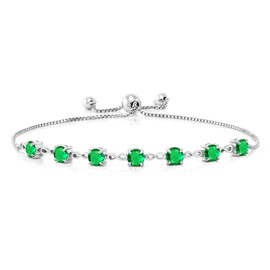 Gem Stone King 7 Stone Tennis Bracelet For Women | 925 Sterling Silver | Gemstone Birthstone | Round Cut 4.5MM | Adjustable Bolo Bracelet For Women | Easy-On Easy-Off