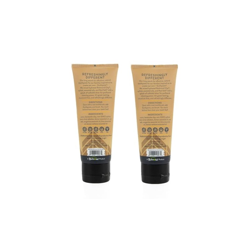 Redmond Earthpaste - Natural Non-Flouride Toothpaste, LemonTwist, 4 Ounce Tube