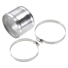 X AUTOHAUX OD 4" 102mm Length 3" 76mm Aluminum Alloy Tube Intercooler Pipe Straight Air Intake Tube with 2 Clamps Silver Tone for Car