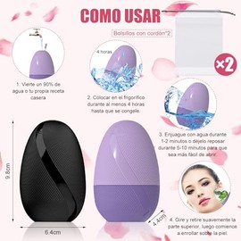 Rodillo Facial, Juego de 2 Piezas con 2 Bolsas, Hielo para la Cara, Molde de Silicona Reutilizable para Masaje, Ice Roller para Belleza y Cuidado de l