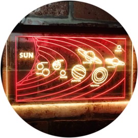 Space Planet 9 Lover Shuttle Rocket Dual Color LED Neon Sign Red & Yellow 12" x 8.5" st6s32-i3174-ry