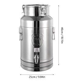 304 Stainless Steel Beverage Dispenser with a Spigot 5.28 Gallon Drink Dispenser Tote Jug with Sealed Lid Milk Can for Milk and Wine Liquid Storage 20L