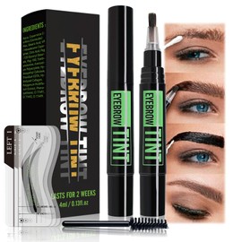 Dark Brown Eyebrow Tint Kit - Semi-Permanent 2 Weeks Lasting Dye, Waterproof Makeup Cream with Brow Cards & Brushes