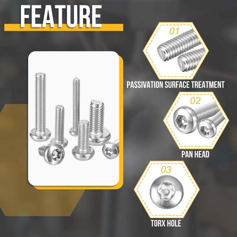 DTGN 3/8"x1" Pan Head Torx Security Screw - 5Pack -