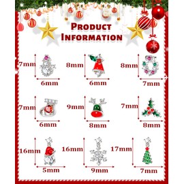 Vegolita 20G 9PCS 316L Stainless Steel Christmas Nose Stud for Women Men Christmas Elements Nose Studs Christmas Tree Snowflake Socks Nose Piercing Stud Sliver