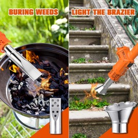 3 in 1 Electric Weed Burner,Electric Thermal Weeding Stick, Garden Weeder Tool with 5 Replacement Nozzles for Flame Weeding,Roofing,Melting Ice (Orange)
