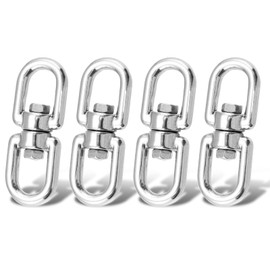 Atibin Rotating Stainless Steel Metal Fittings, Swivel, Rotary Can, Joint, Swivel, Rotary Hardware, Stainless Steel, Construction Grass, 0.2 inch (6 mm), 330.7 lbs (150 kgf), 4 Pieces