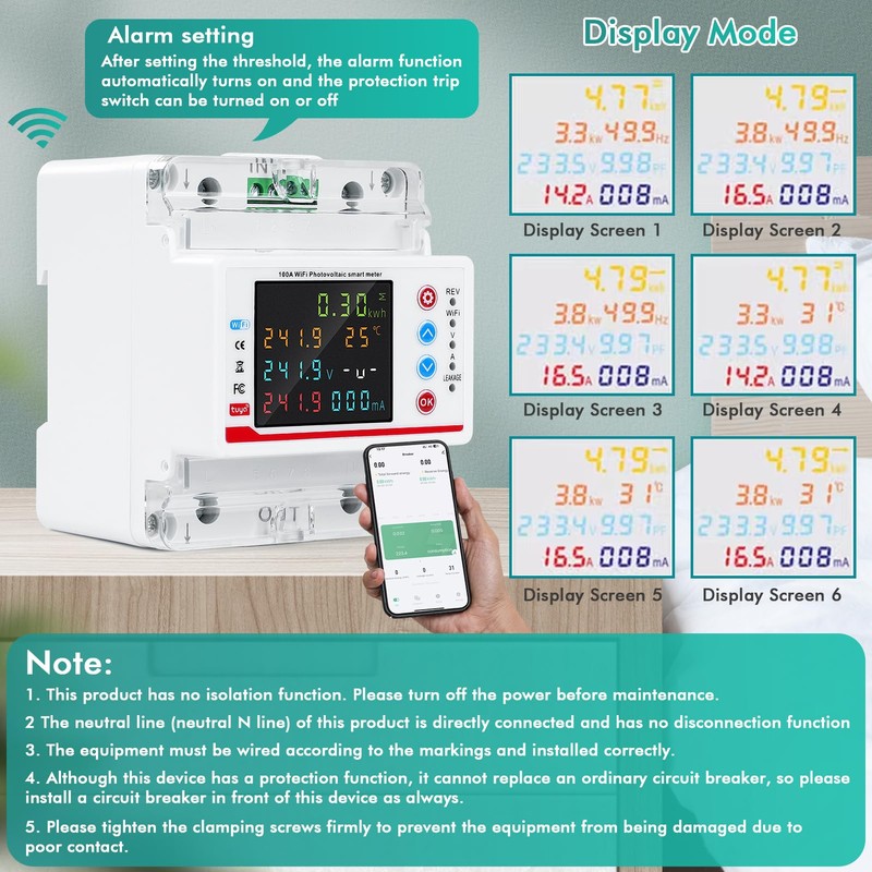 Smart meter 100A 220VAC smart meter electricity meter WiFi two-direction