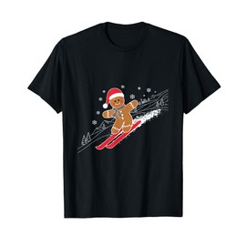 Gingerbread Man Christmas Skiing Down Gifts Winter Xmas Kid T-Shirt