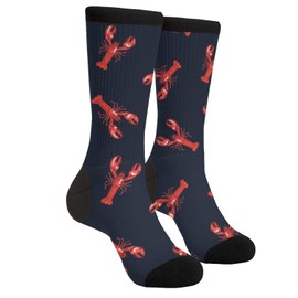 JINJINKIANG Red Cooked Boiled Lobster Food Red Lobster Unisex Adult Novelty Crew Socks Gifts Casual Funny Crazy Dress Socks For Women Men